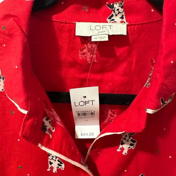 NWT LOFT Sleep Red French Bulldog Pajama Top (Size M) - Picture 4 of 4